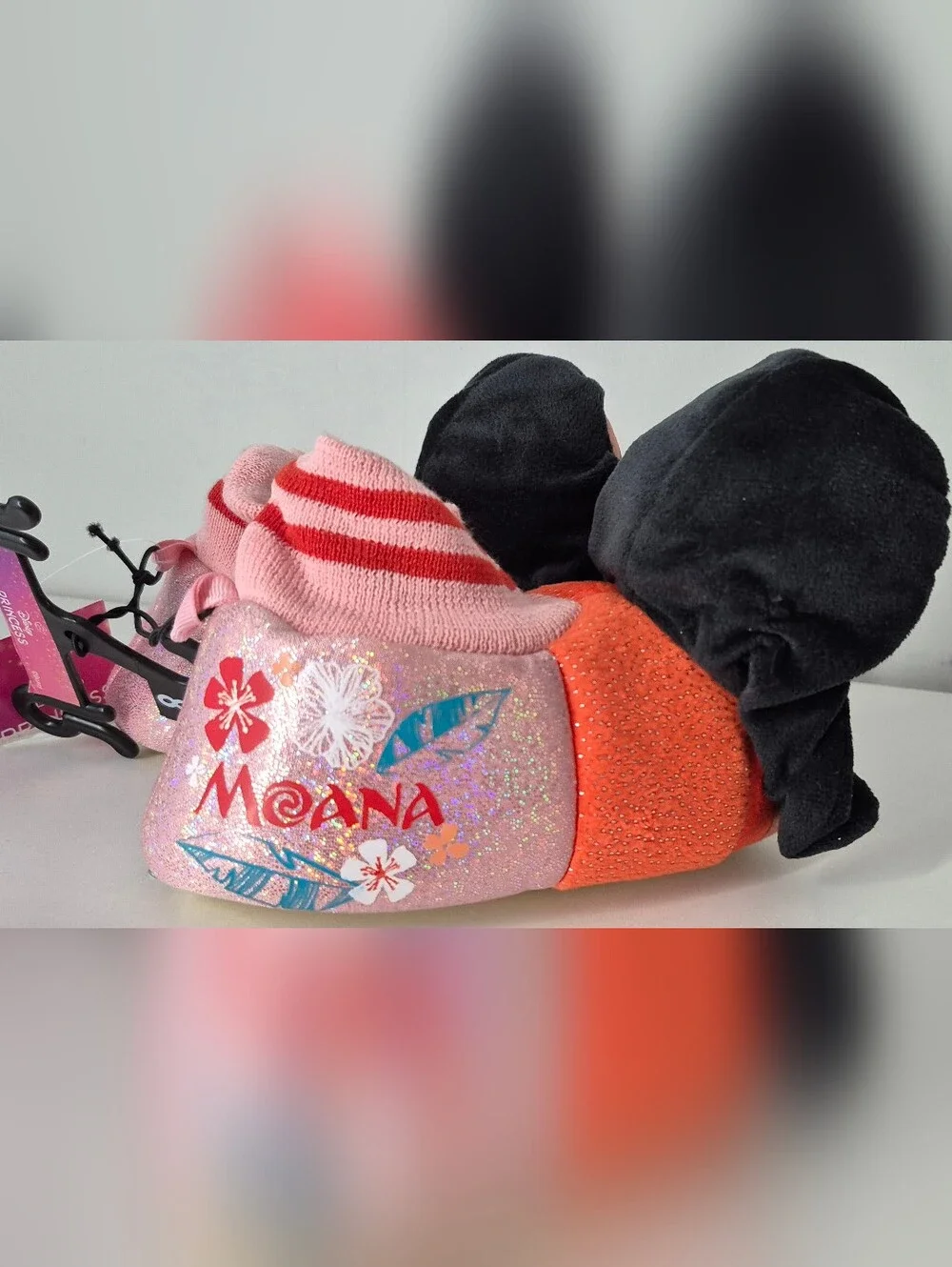 Disney Princess Moana Kids Girls Slippers Shimmer Pink Red 7 - 8